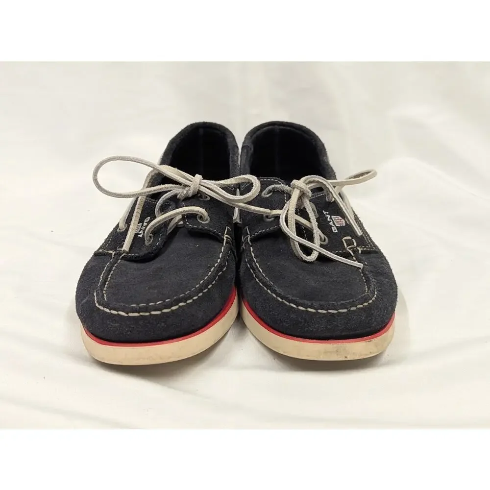 GANT Loafers Men's Moccasin Driving Shoes White Navy Leather Size 8 US